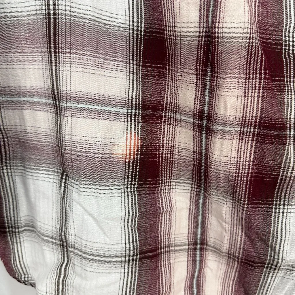 Ava & Viv Burgundy White Plaid Button Down Shirt Plus Size 3X Long Sleeve - Image 2