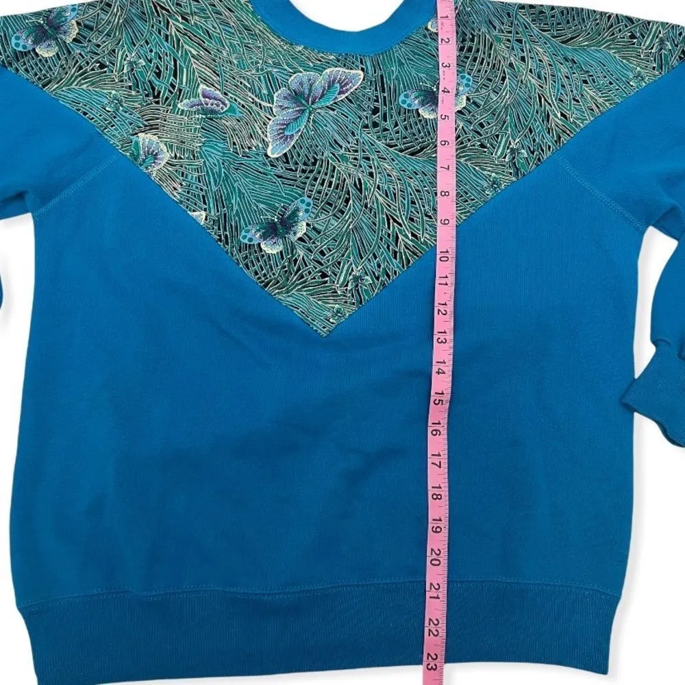 Vintage Blue Butterfly Sweatshirt Blue Size M - Image 6