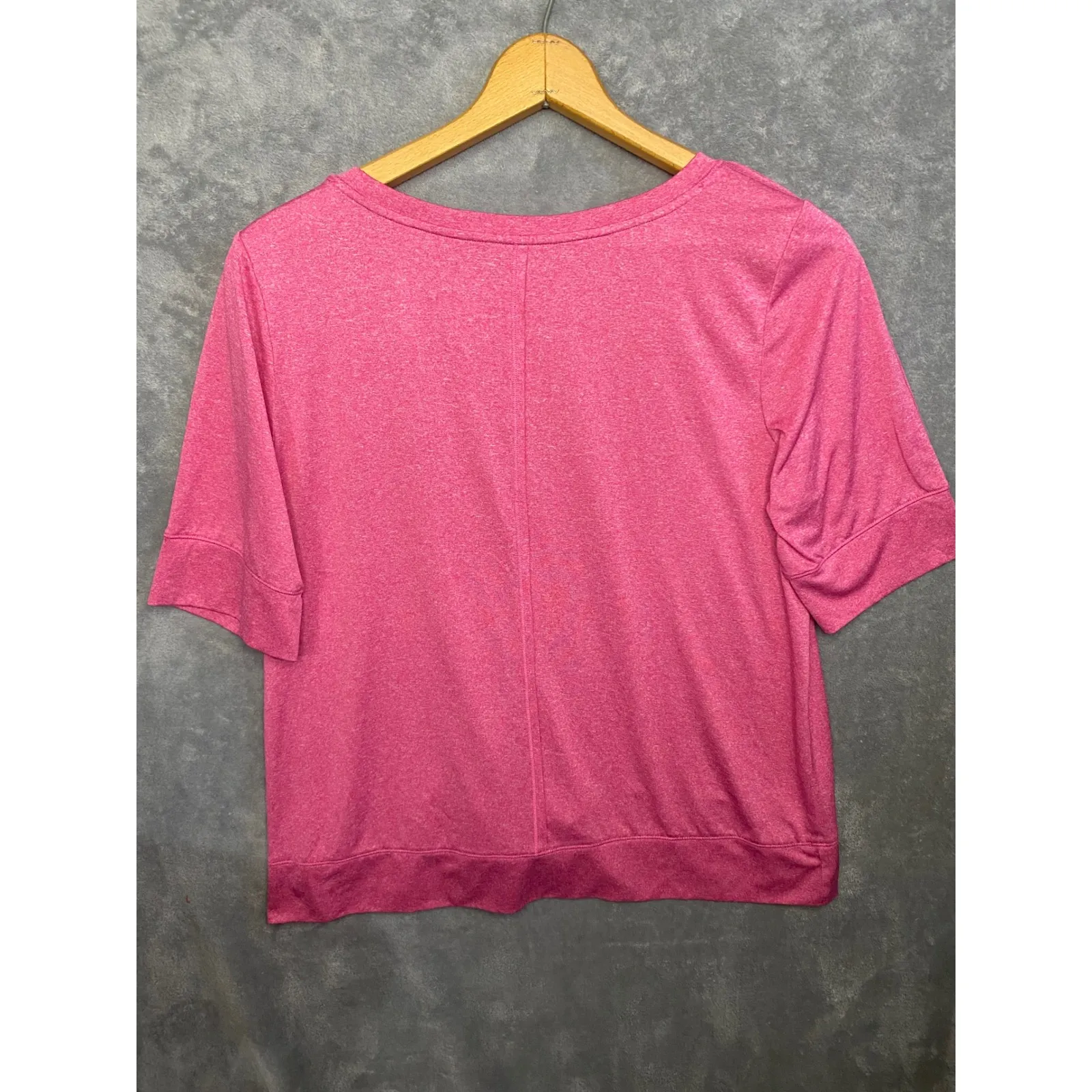 St Johns Bay Active Pink Heathered Short Sleeve Tie Front‎ Top Women's Size L - Image 2