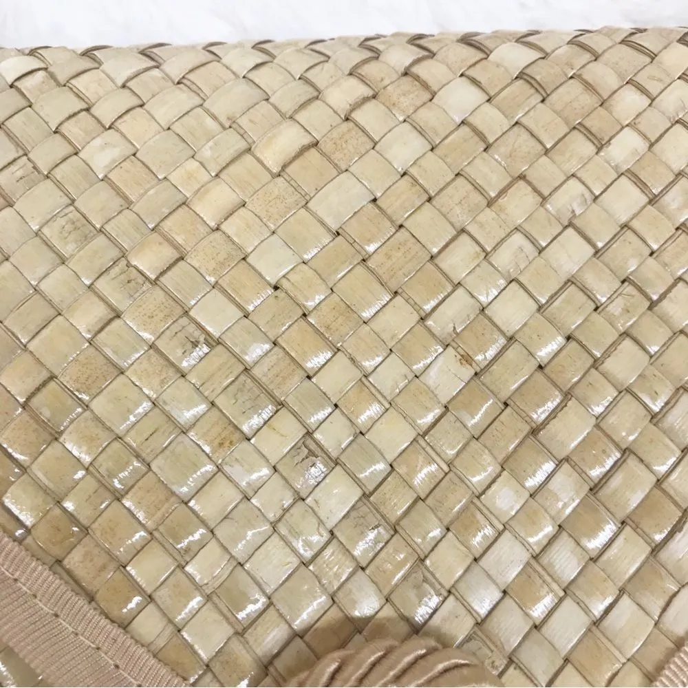 VINTAGE Liz Clairborne Woven Straw Envelope Shoulder‎ Bag Purse Tan Beige Summer - Image 7