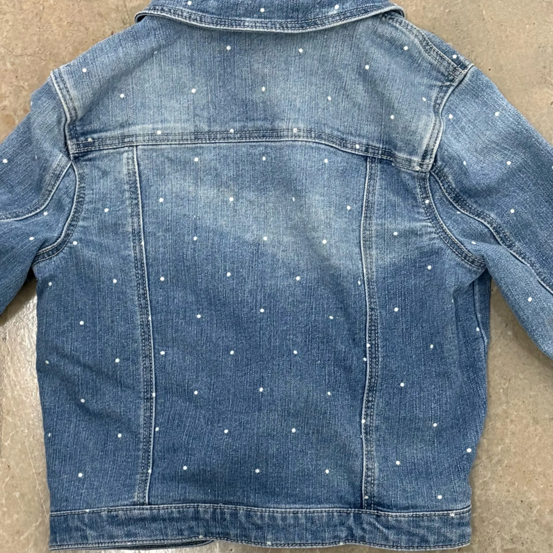 Cat & Jack Denim Jacket with white Polka Dots & Ruffle Accents Blue Size undefined - Image 6