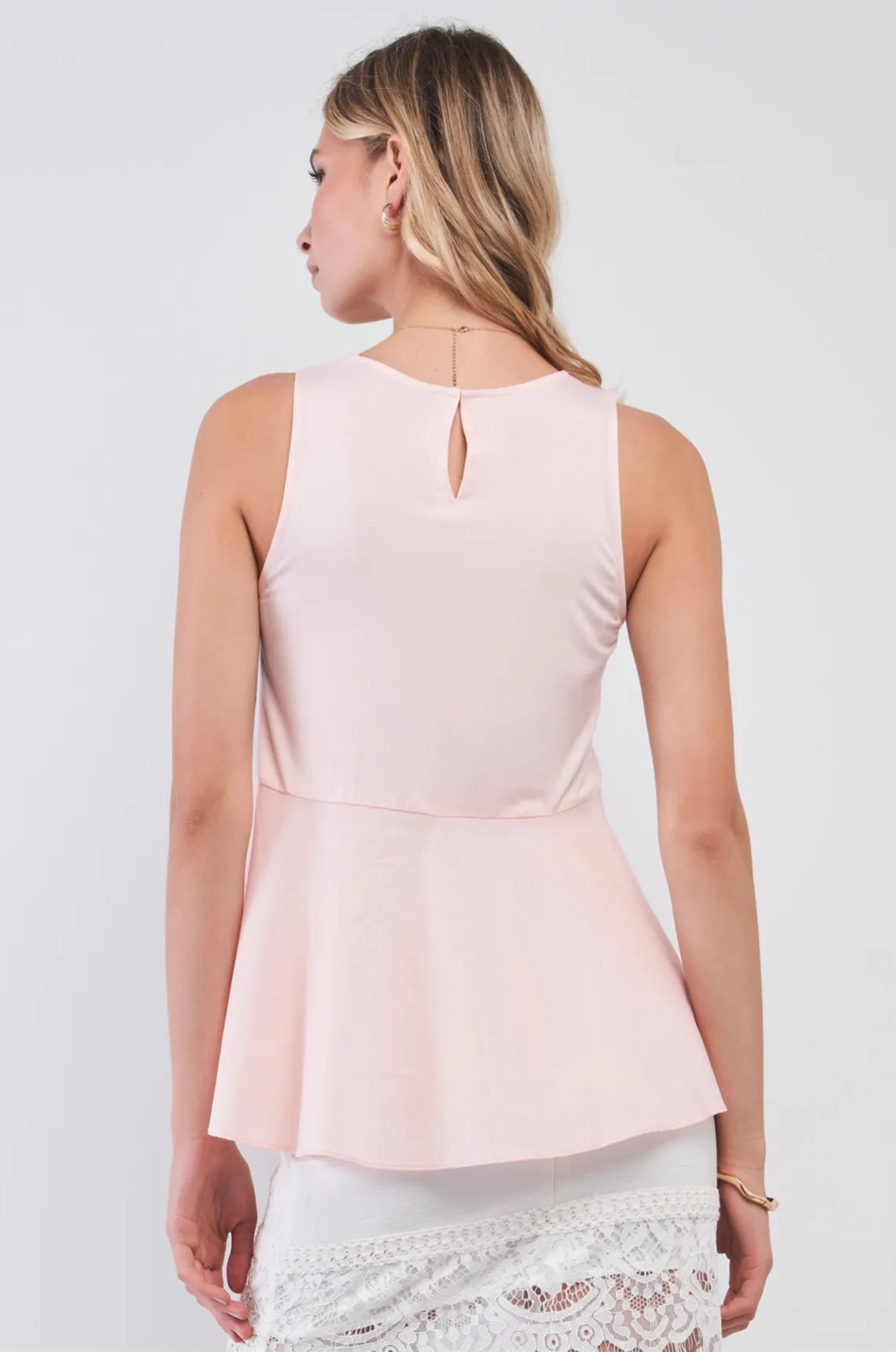 Blush Pink Sleeveless Flowy Babydoll Top - Image 2