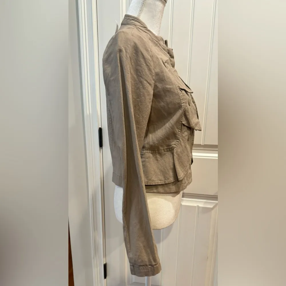 NWT  Linen Military Style Tan Blazer - Image 5