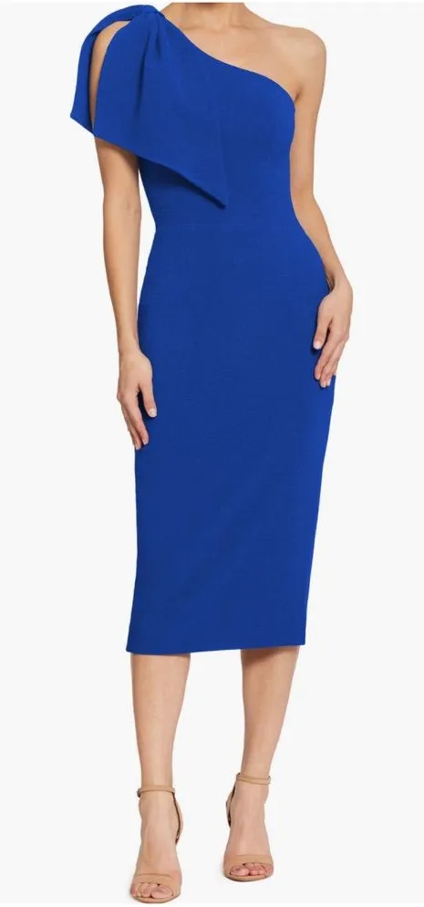 NWT Dress The Population Tiffany One Shoulder Midi Dress Electric Blue Size L - Image 1