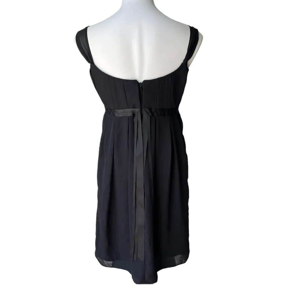 Vera Wang Maids Empire Waist Pleated Black Chiffon  Dress, Sz 8 - Image 2