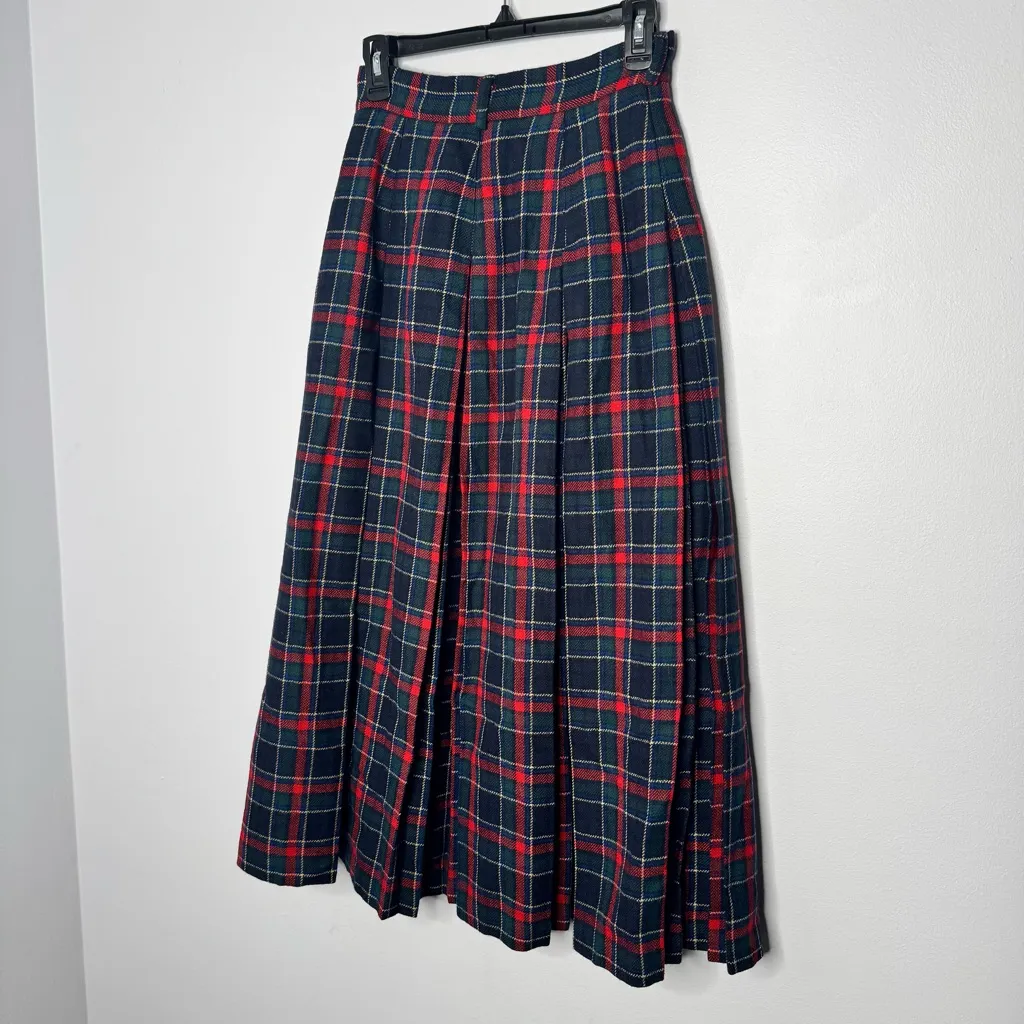 Herman Geist wool plaid midi skirt size 8 - Image 2