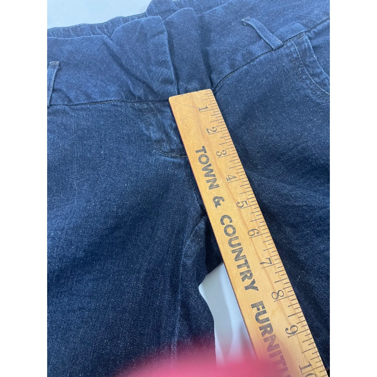 ELLE Dark Wash Women Jeans Trousers Wide Flare Leg Cropped Low Rise Size 4 - Image 8