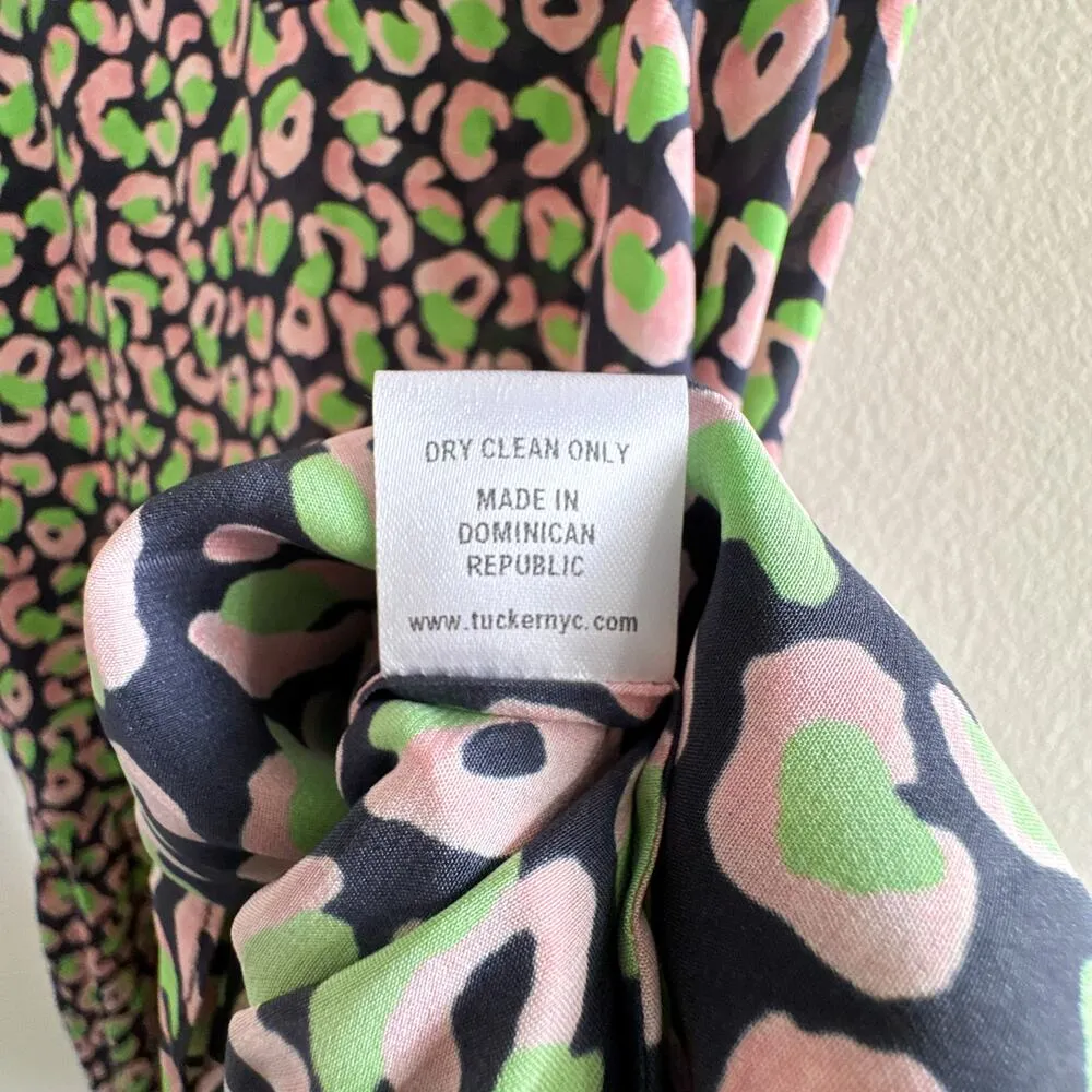 Tucker NYC Silk Drop Waist Laura Dress Animal Print Pockets Size Small Blue - Image 6