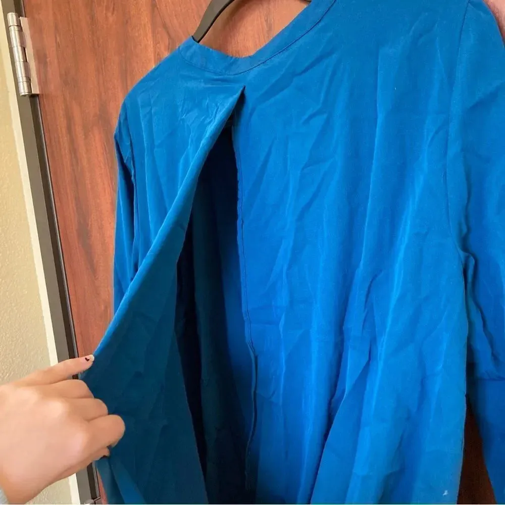 W118 by Walter Baker Teal Wrap Back Blouse Size Medium Blue - Image 7