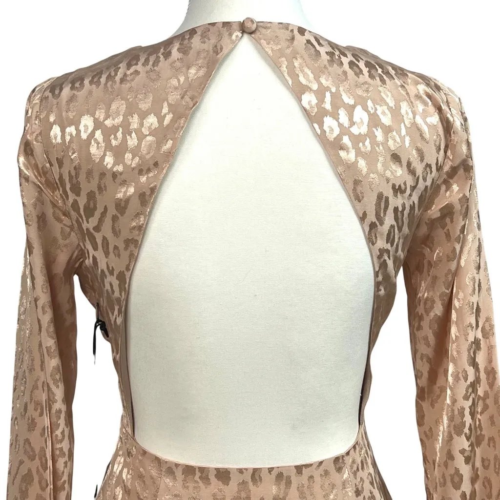 Privacy Please Revolve Ella Satin Blush Cheetah Open Back Cocktail Dress XS New - Image 7