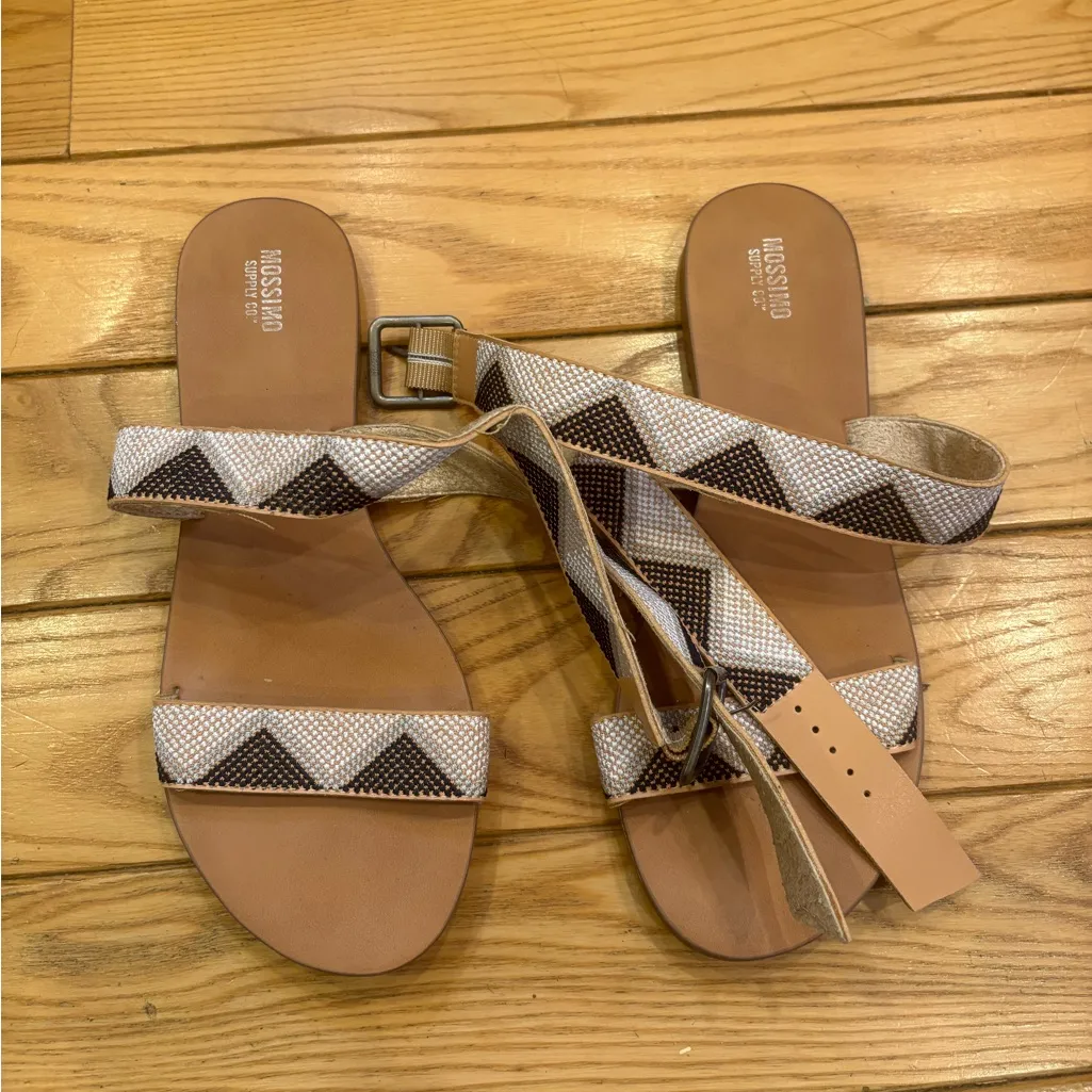 Mossimo Supply Co. Black and White Geometric Design Ankle Wrap Buckle Sandals 8 - Image 6