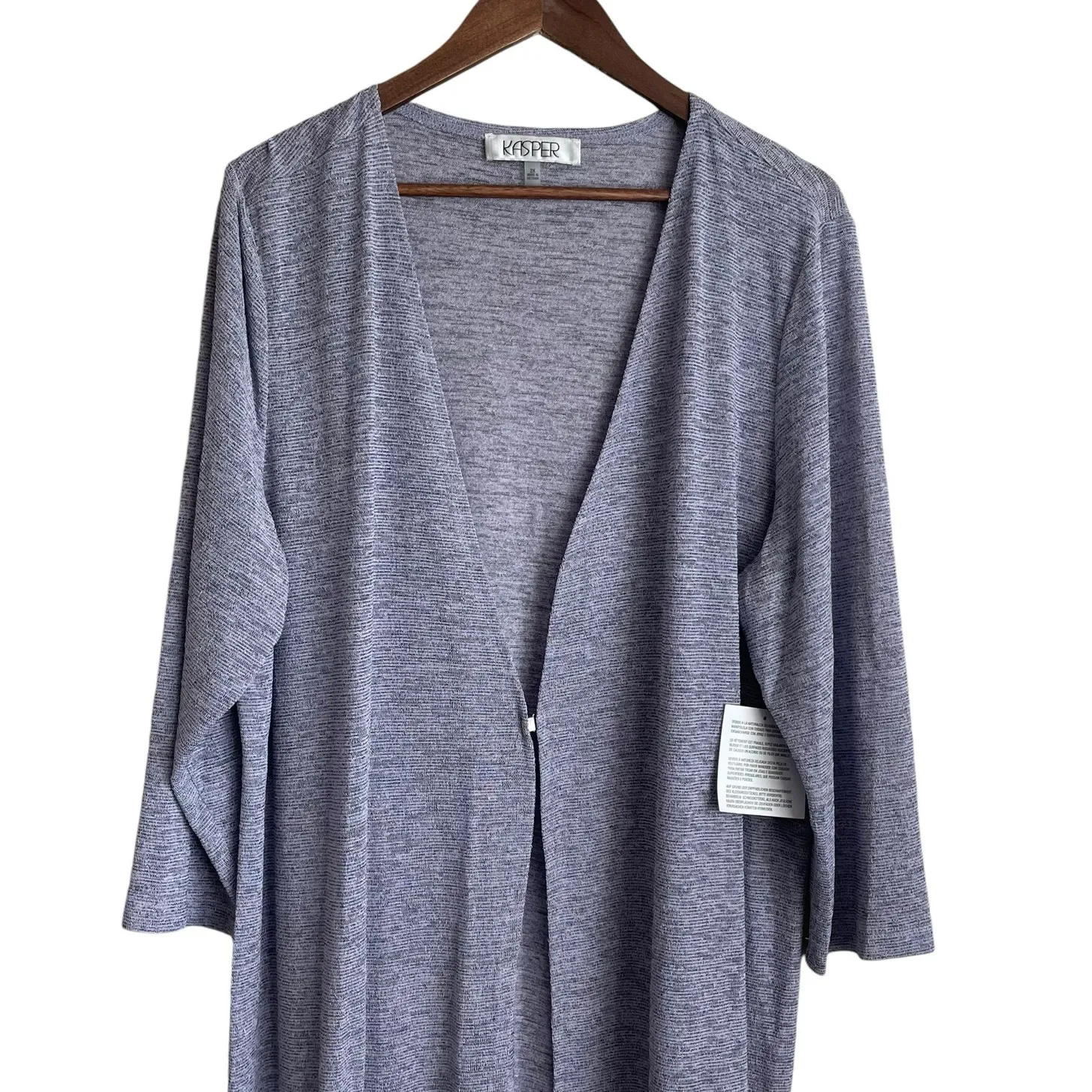 Kasper Women Cardigan Wrap 2X Lilac Heather Fabric‎ Long Long Clasp Closure - Image 5