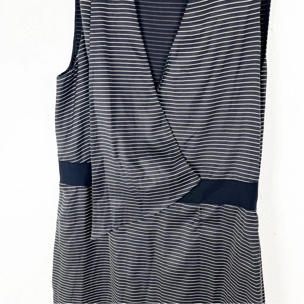 3.1 PHILLIP LIM Black Striped Silk Blend Sleeveless V-Neck Silk Lined Dress 8 - Image 7