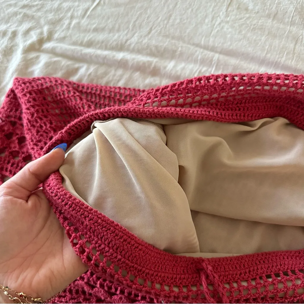 Red Margaret O’Leary crochet skirt - Image 5