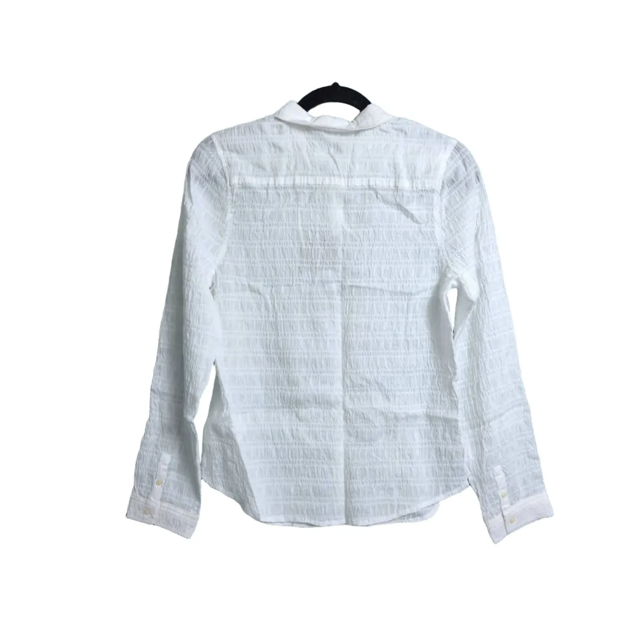 NWT EVERLANE White Textured Long Sleeve Button Down Shirt Size 8 - Image 5