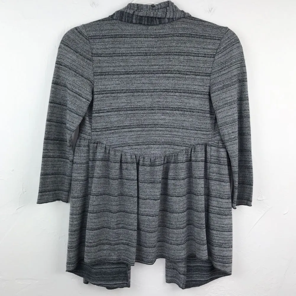 Kimchi Blue  Gray Striped 3/4 Sleeve Open Front Cardigan Sweater Small - Image 4