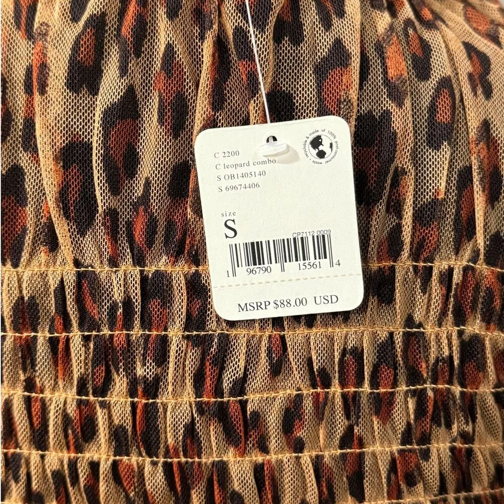 NWT! Free People Hello There Animal Print Smocked Crop Top - Size Small - Image 9