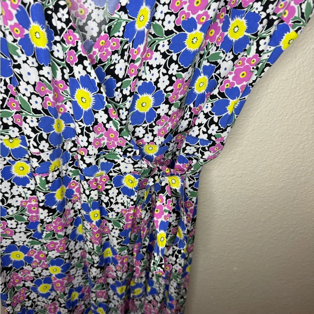 J Crew Fabrizia Floral Jersey Wrap Midi Dress Women's Size X-Small - Image 4