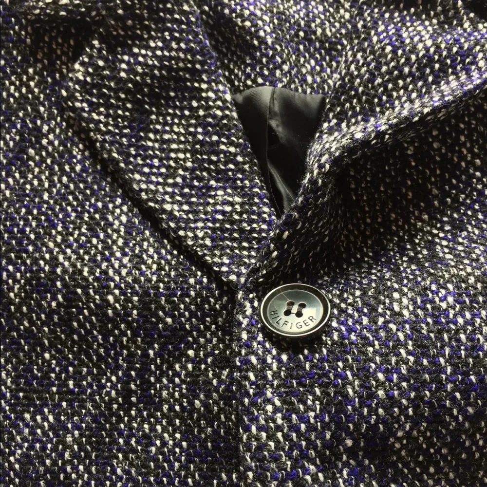 NEW Tommy Hilfiger womens size 4 cobalt blue woven knit cropped blazer coat NWOT - Image 4