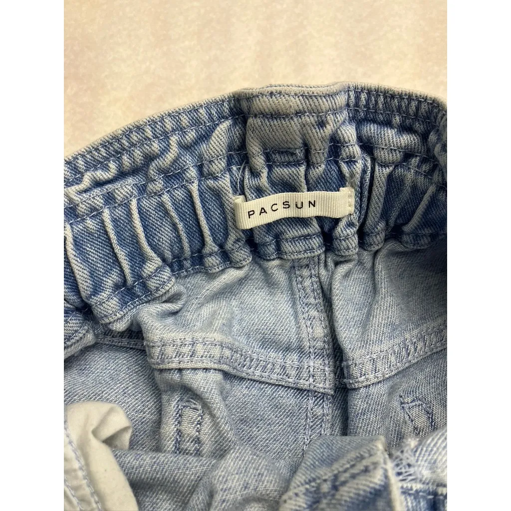 PacSun Womens Mom Jeans Light Wash High Rise Elastic Waist Denim Size L - Image 2