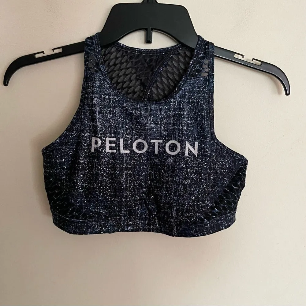 RARE Peloton “With” Stardust Tweed Sports Bra Logo High Neck Mesh- Size Small - Image 3
