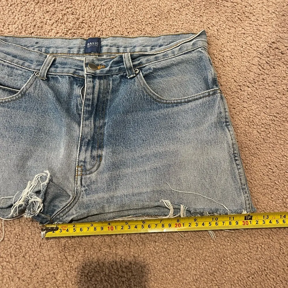 BASIC EDITIONS Distress Denim Shorts Blue Size L - Image 6
