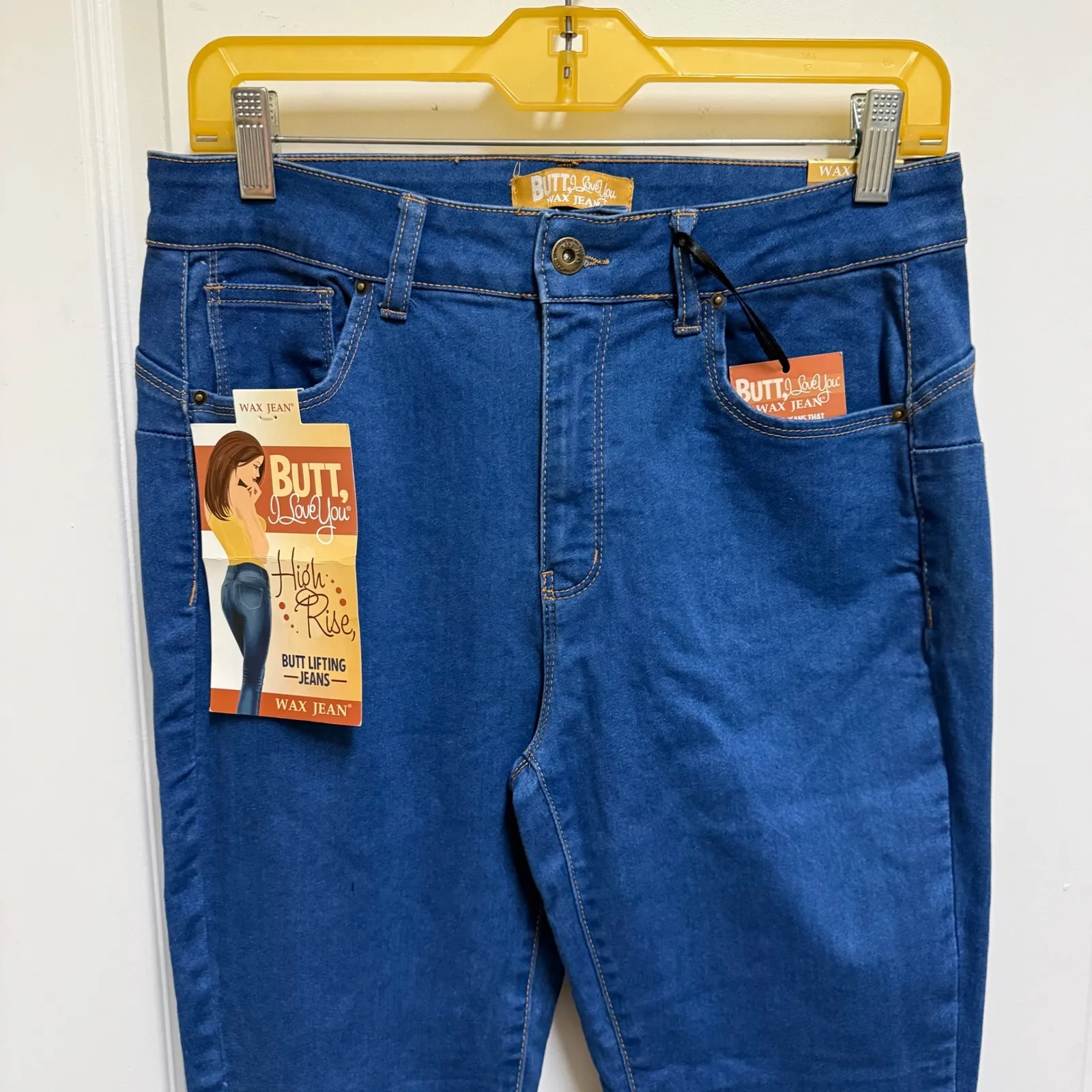 WAX JEAN Butt I Love You High Rise Butt Lifting Jeans Medium Blue‎ Size 13 NEW - Image 5