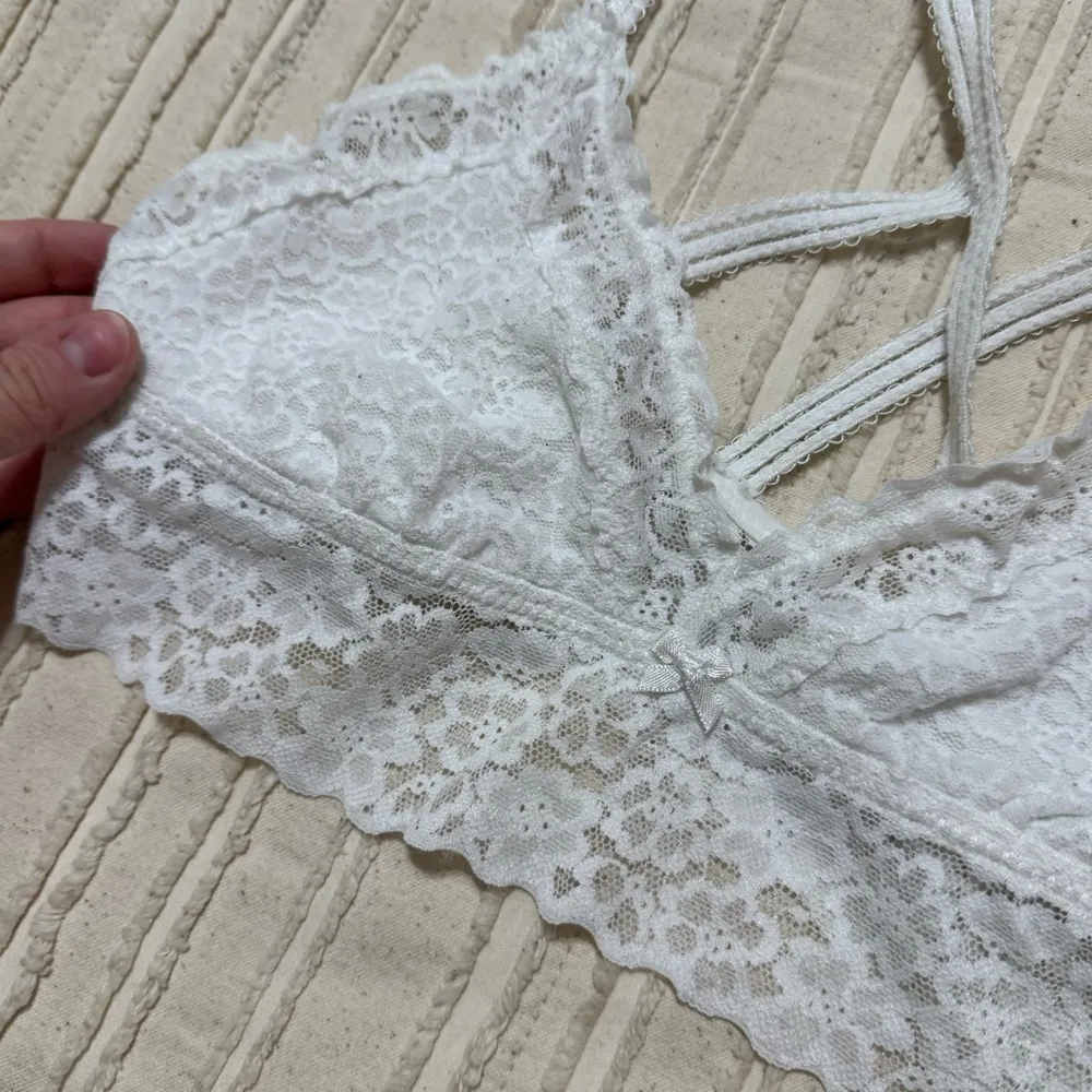 Aerie White Lace Strappy Back Bralette - Image 2