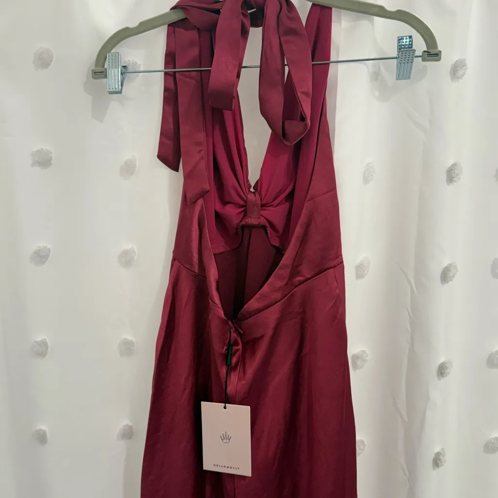 Hello Molly Burgundy Halter Backless Dress - Image 2