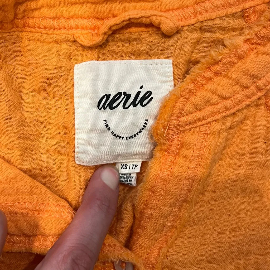 Aerie Orange Oversized Beachy Button Down Size XS - Image 2