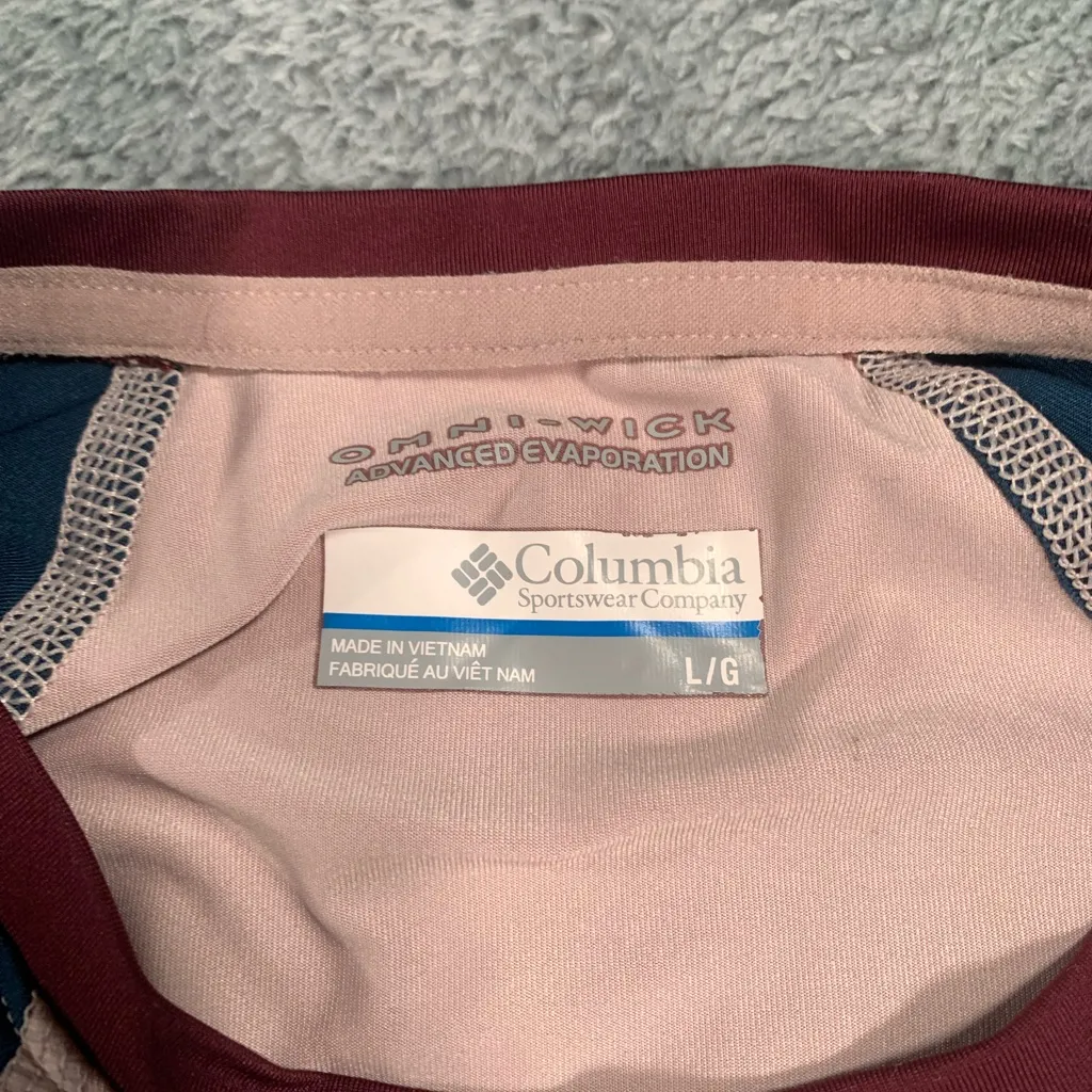 Columbia Burgundy and Blue Omni-Wick Shirt - Image 3