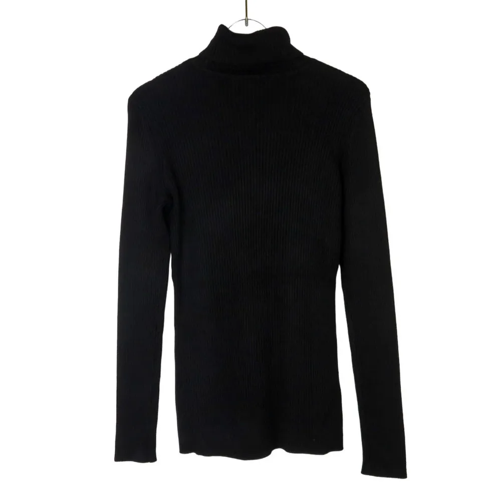 Boston Proper Black Ribbed Turtleneck Sweater Fitted Extra Small - Image 5