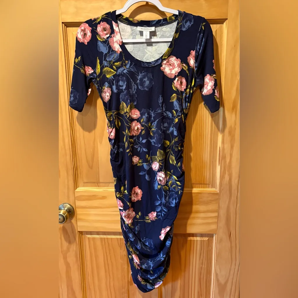 Motherhood Maternity Navy Floral Midi Dress size XS - Image 2