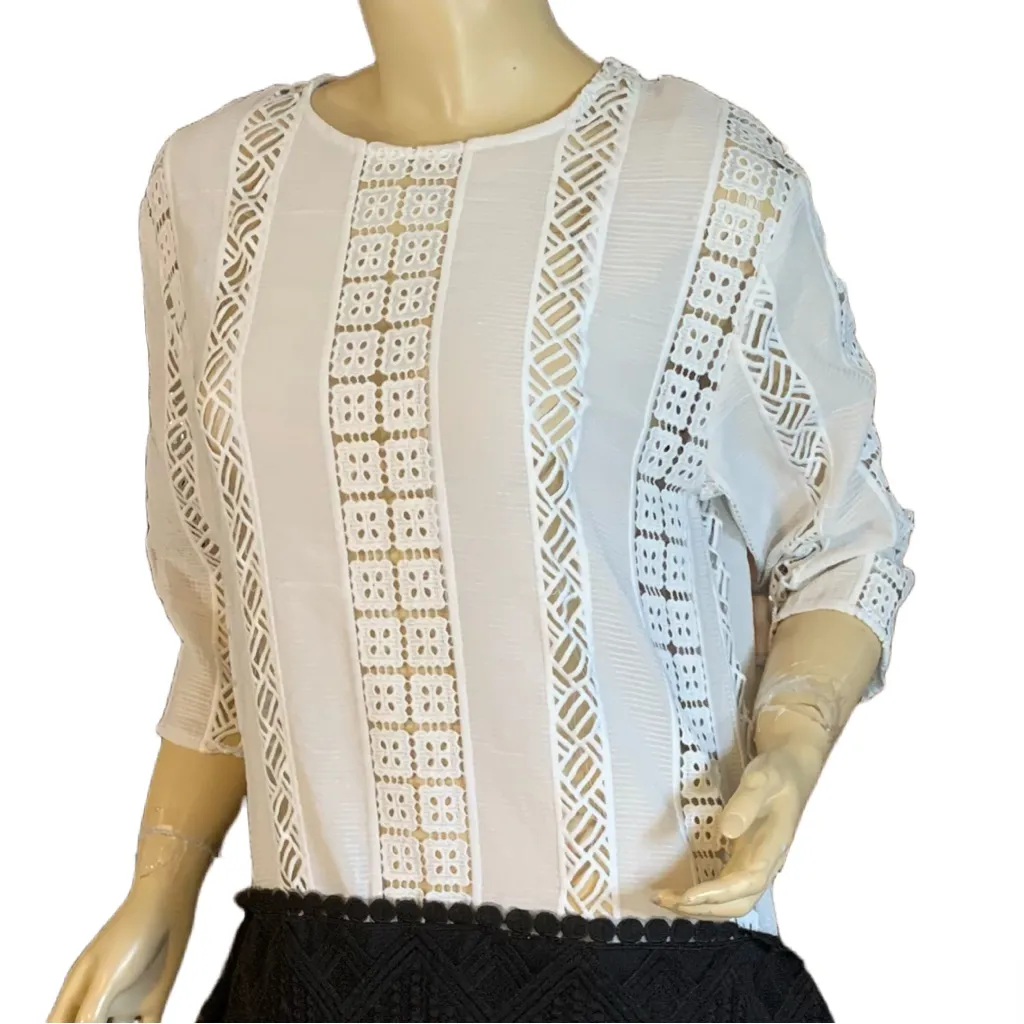 ENDLESS ROSE BLACK & WHITE COLOR CONTRAST BLOCK LACE DRESS (M) - Image 7