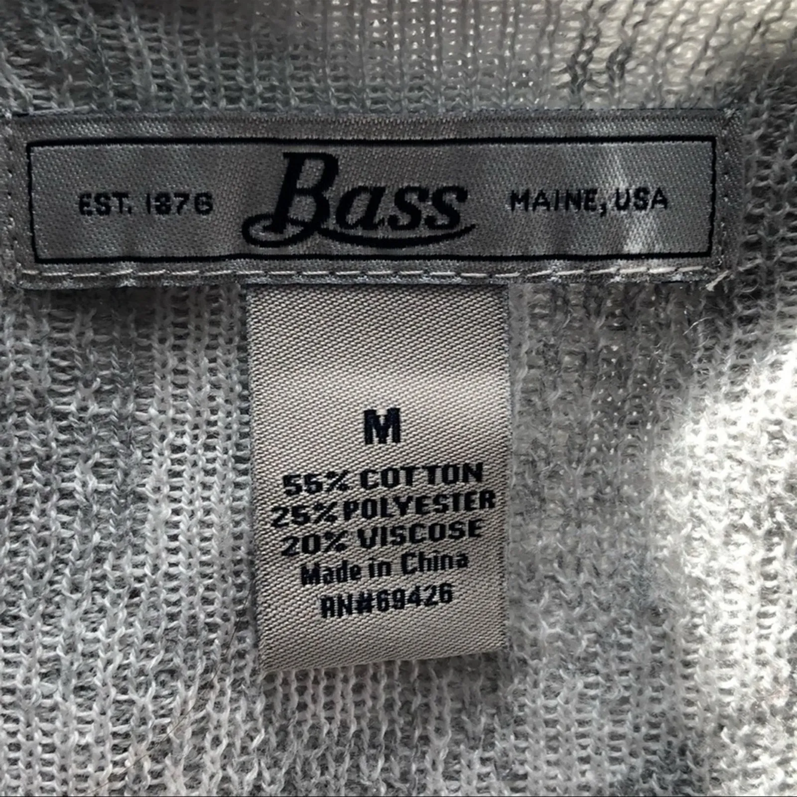 Bass Medallion Print Grey & White Cardigan Button Front Sweater Medium Gray - Image 11