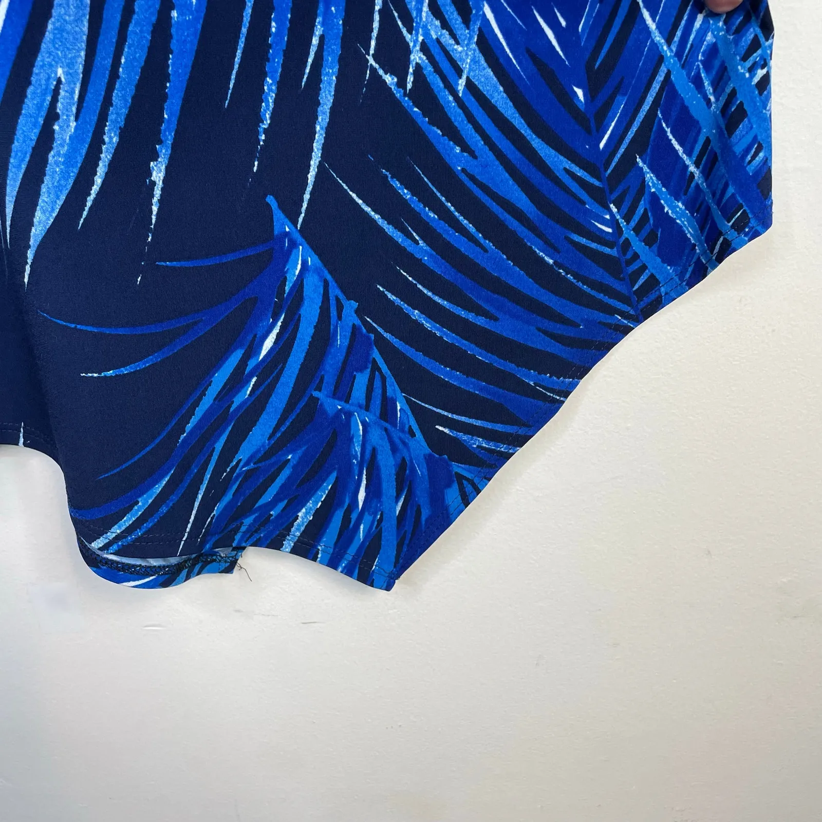 Clara Sunwoo Sun Woo Navy Blue Tropical Kerchief Angle Hem Tunic Top Travel M Size M - Image 6