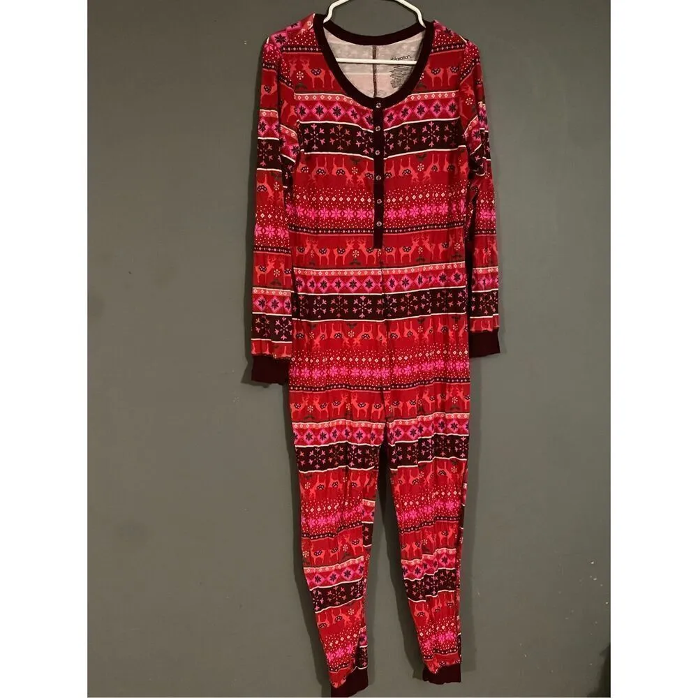 Xhilaration Pink Purple Long John Long Sleeve Jogger Jumpsuit Size Large - Image 2