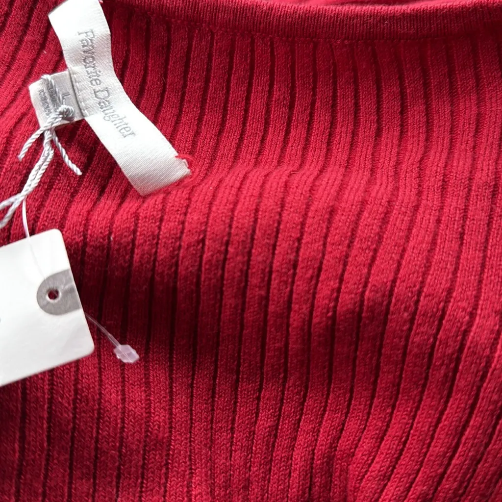 NWT FAVORITE DAUGHTER The Crush Cut-Out Cotton Cashmere Rib Sweater Dress L - Image 4