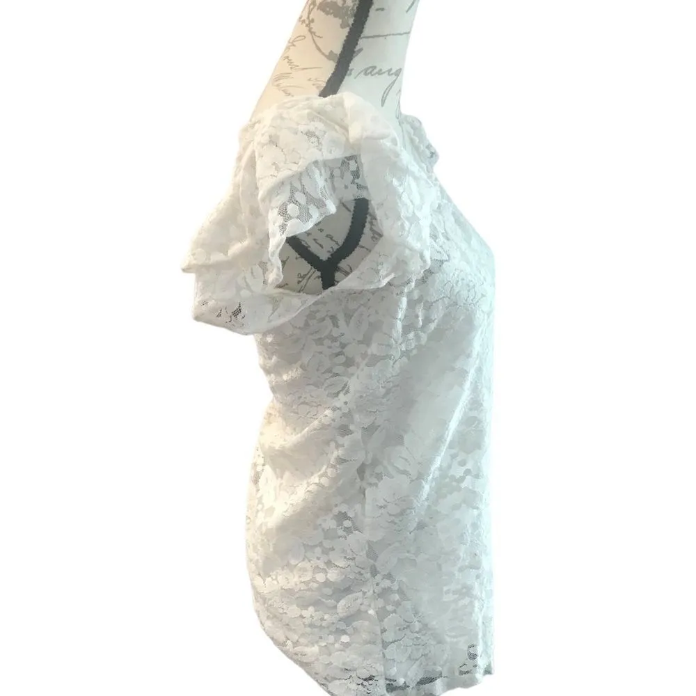 Rue 21 Lace Blouse Short Sleeve Medium - Image 3