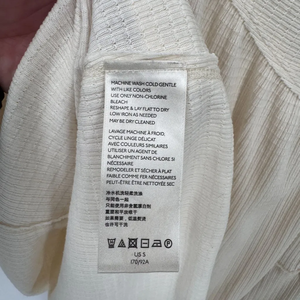Free People‎ Citrine Henley Thermal Top Womens Small Ecru Ivory Cotton Blend - Image 8