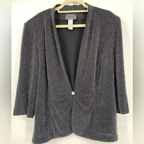 Alex Evenings 2 piece sparkle jacket and matching‎ tank, diamond button, sz 2X - Image 12