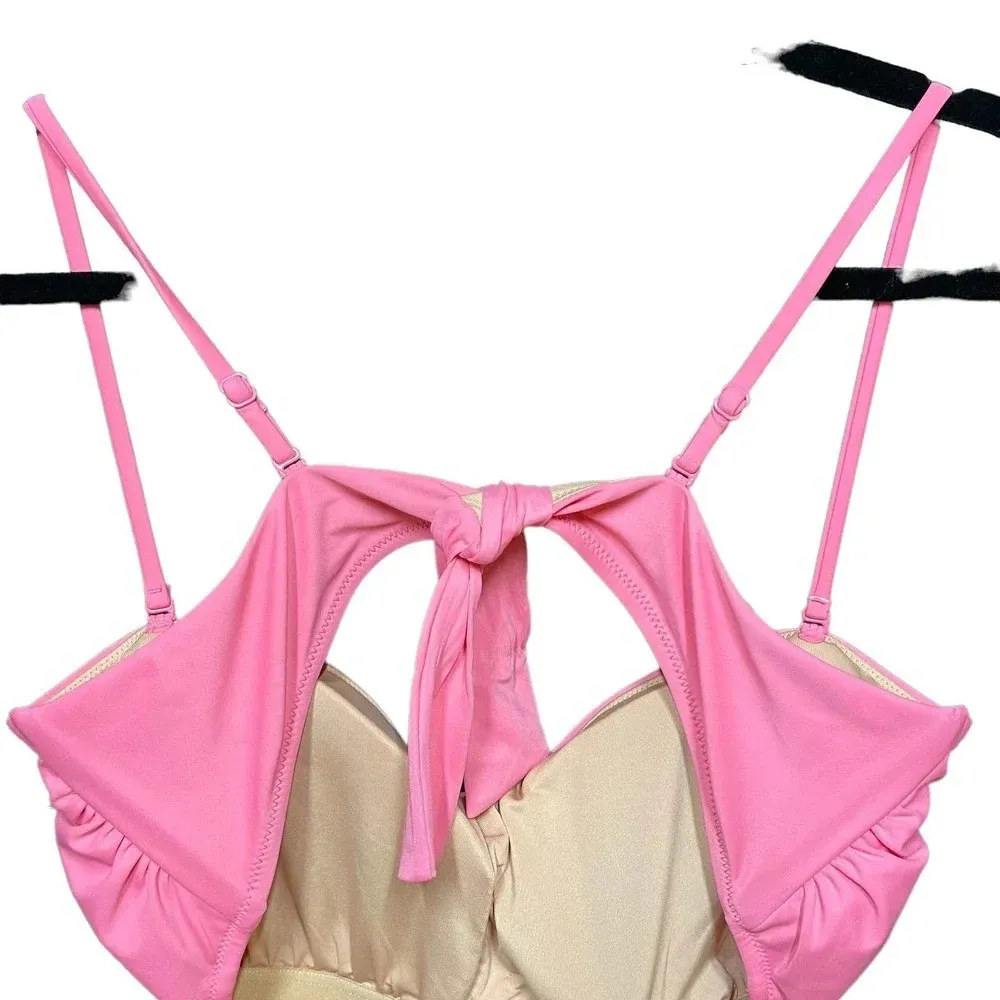 J. Crew‎ Cutout Tie-Back One Piece Swimsuit Tea Rose Pink Size 16 - Image 8