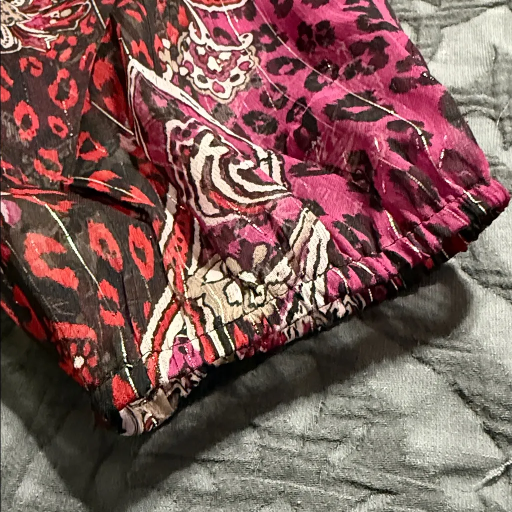 Chico's sz 2 (12) Ardenway jewel neck raglan lurex raspberry radiance ls fashion - Image 4