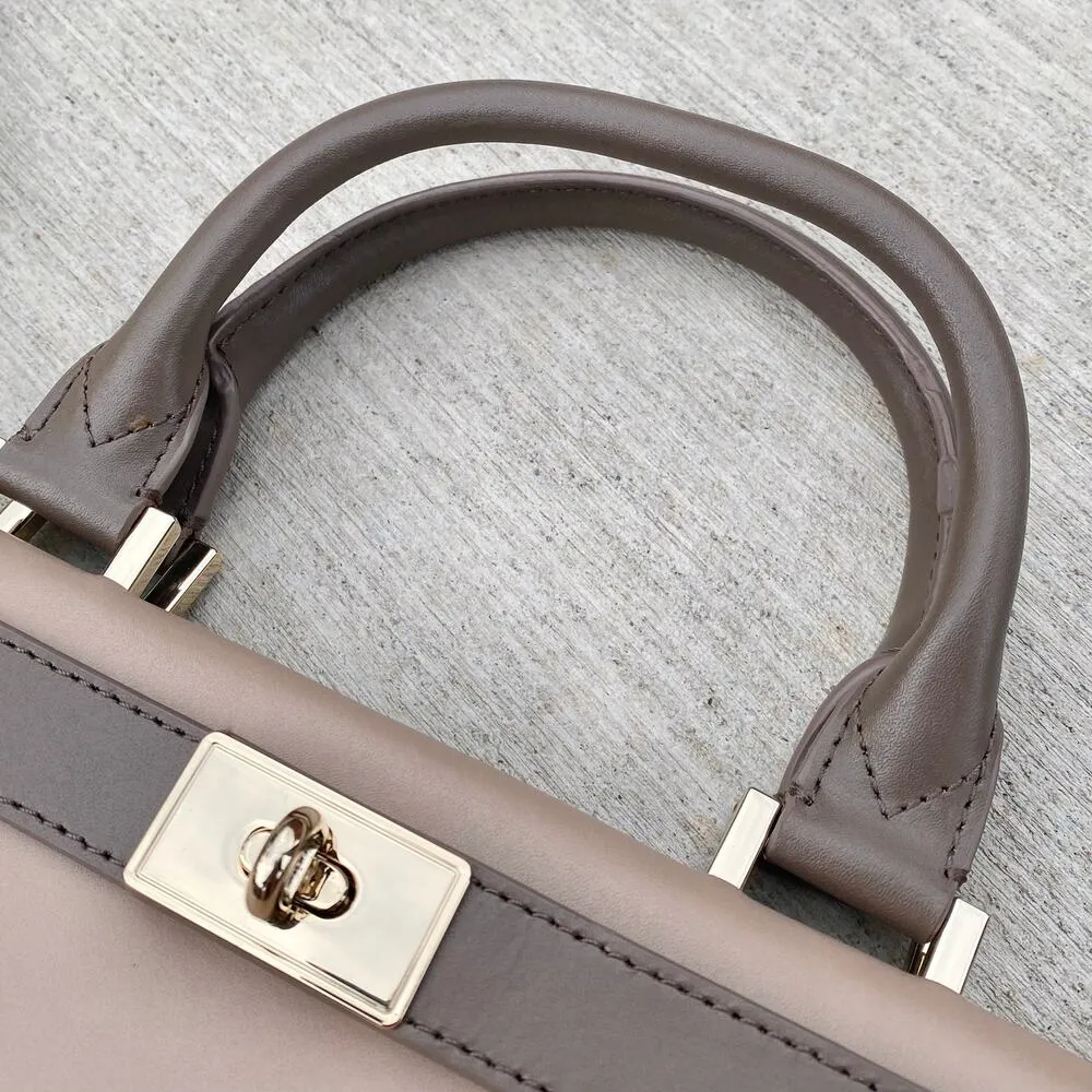 Michael Kors Truffle/Mushroom Tatiana Medium Leather Crossbody Satchel Bag Brown - Image 4