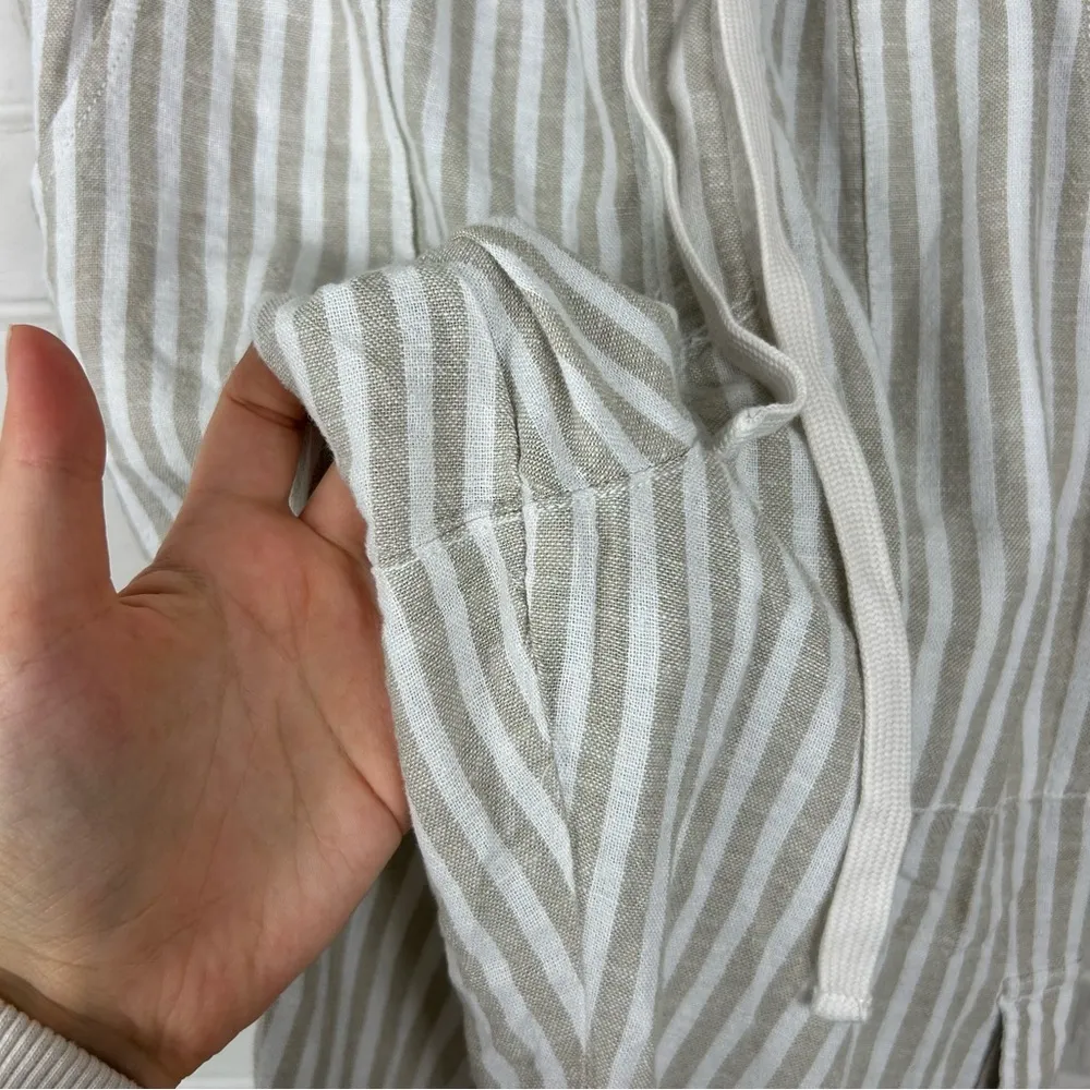 Sanctuary X Anthropologie Discoverer Neutral Linen Stripe Cargo Pants Size L - Image 14