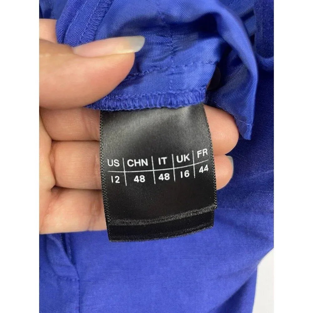 Lafayette 148 Blue Purple Ryerson Silk Linen Flat Front Bermuda Shorts Size 12‎ - Image 7