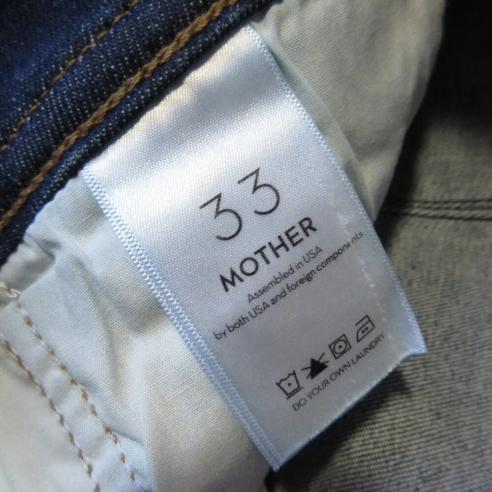 NWT Mother High Waisted Smokin' Double Welt Heel in Off Limits Stretch Jeans 33 Blue - Image 5