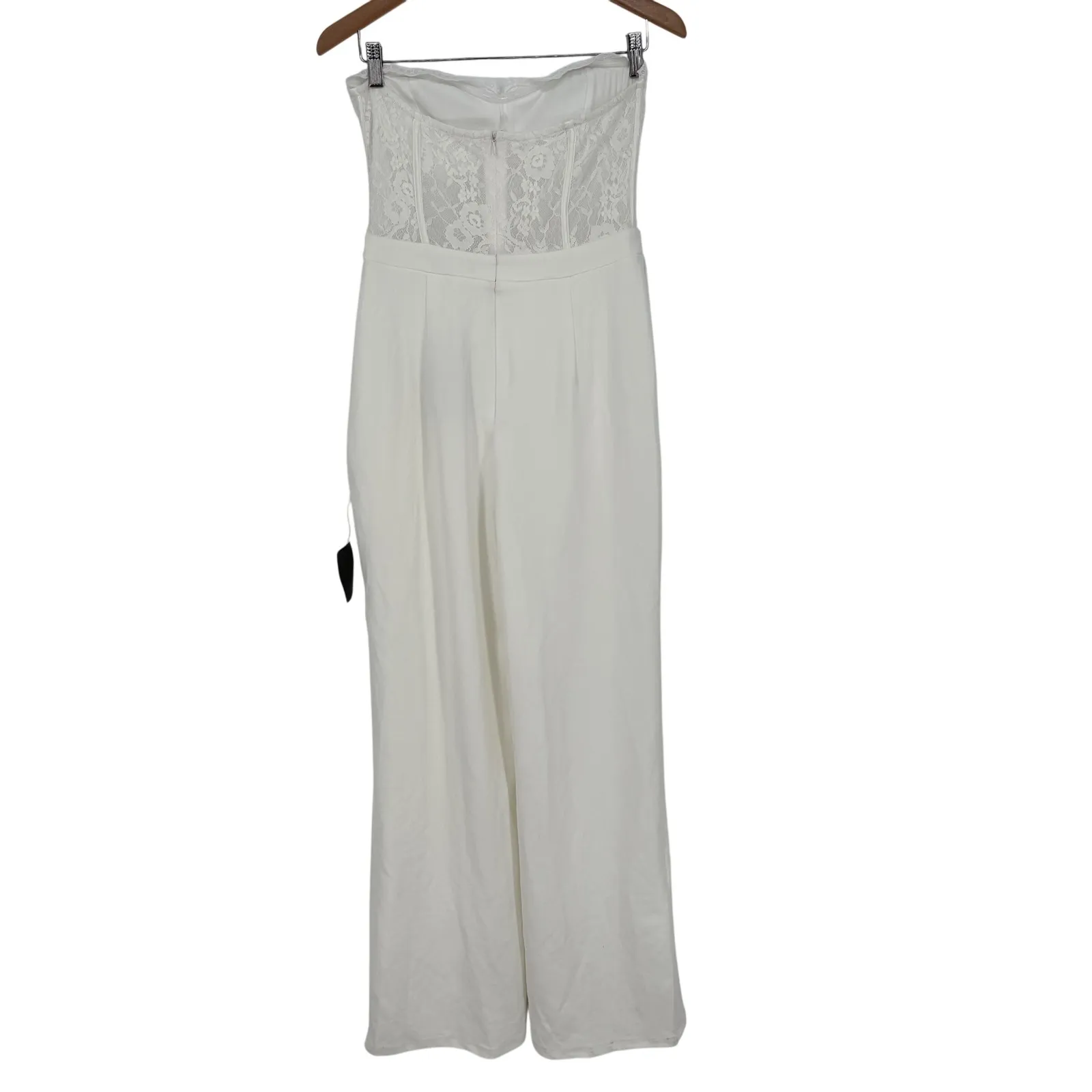 Lulus Positively White Lace Strapless Bustier Jumpsuit Size‎ M - Image 10