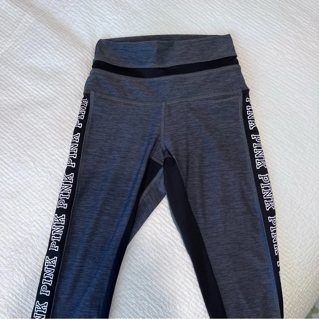 Victoria's Secret grey leggings with PINK stripe XS - Image 2