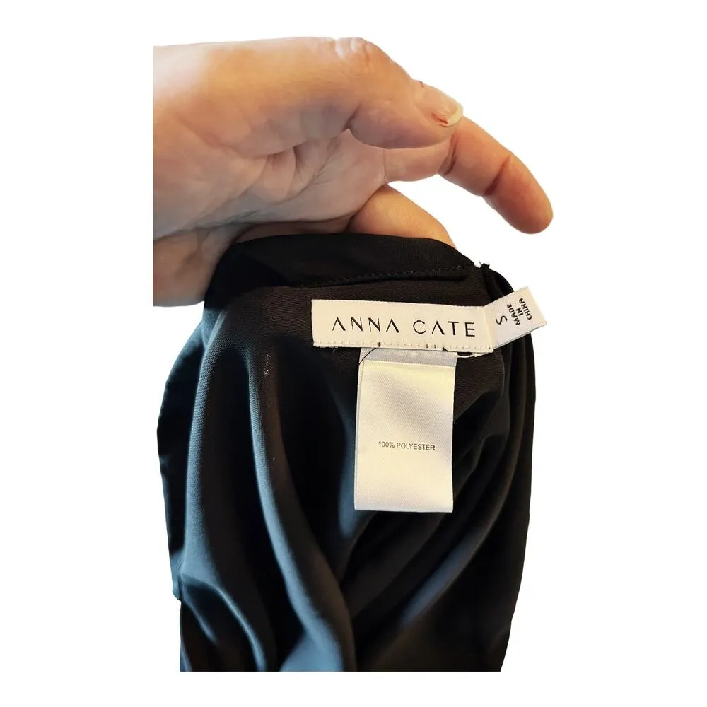 ANNA CATE Nicole Black Top Asymmetrical Blouse Reversible Designer Small EUC - Image 5